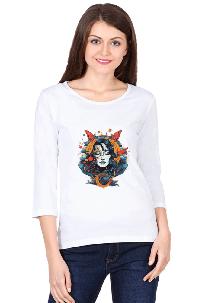 ZenVibes- Female Full Sleeve T-Shirts White