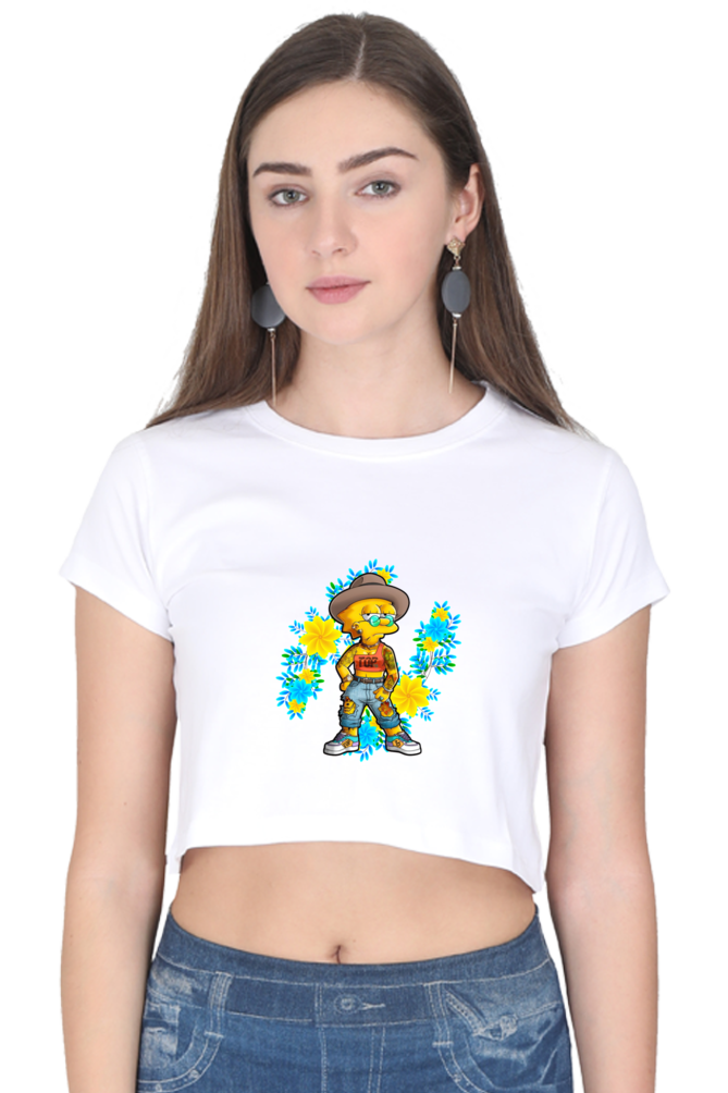 Cartoon Women - Female Crop Top White