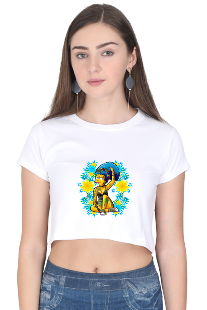 Cartoon Women - Female Crop Top White