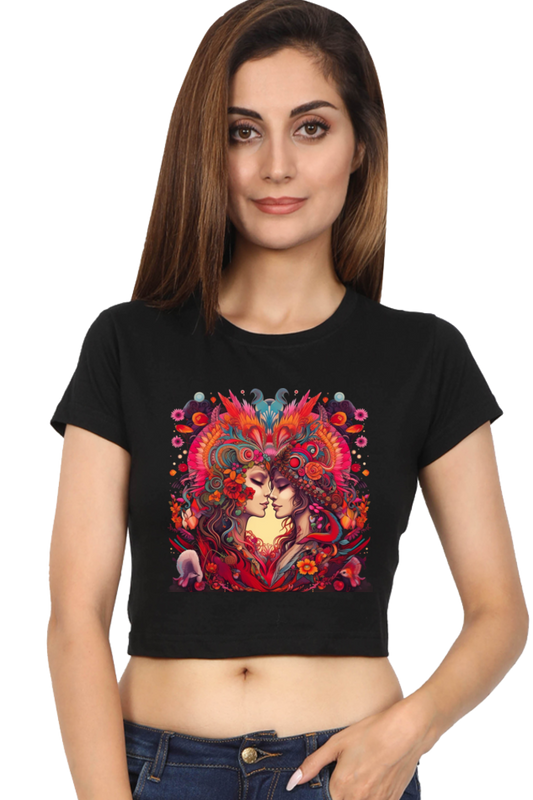 Bohemian Love - Female Crop Top Black