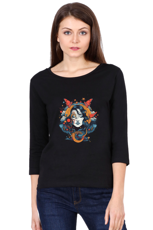 ZenVibes- Female Full Sleeve T-Shirts Black