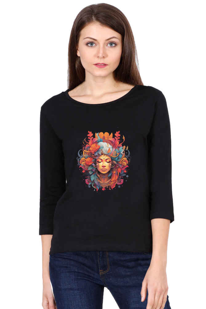 ZenVibes - Full Sleeves Womens T-Shirts Black