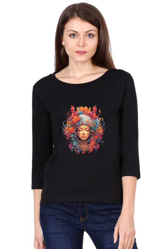 ZenVibes - Full Sleeves Womens T-Shirts Black