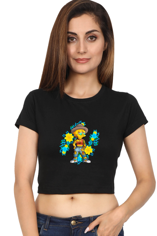 Cartoon Women - Female Crop Top Black