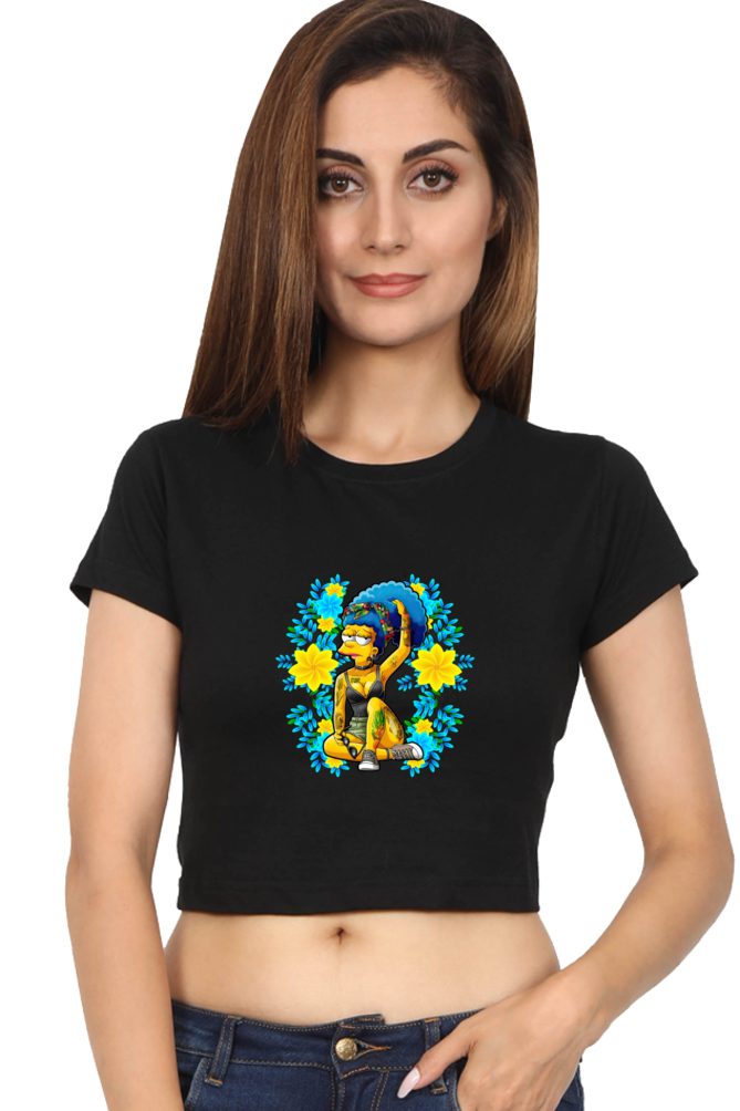 Cartoon Women - Female Crop Top Black