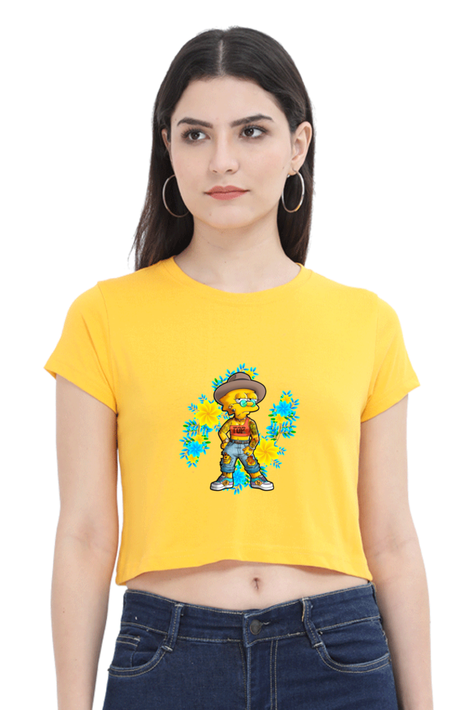 Cartoon Women - Female Crop Top Golden Yellow