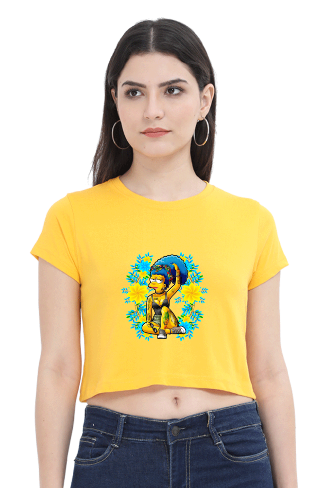 Cartoon Women - Female Crop Top Golden Yellow