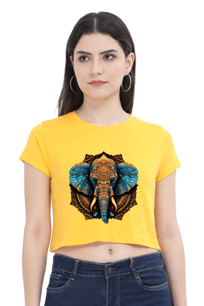 Mandala - Female Crop Top Golden Yellow