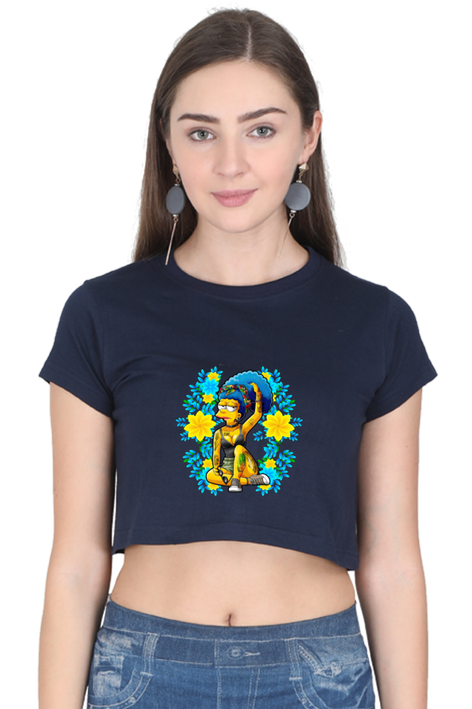 Cartoon Women - Female Crop Top Navy Blue