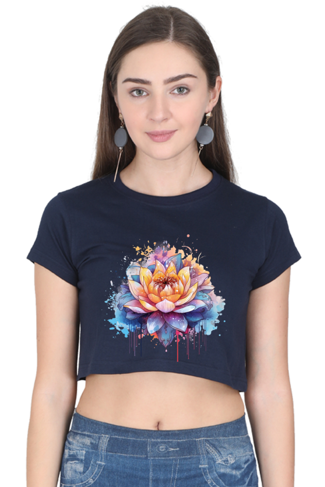 Lotus - Female Crop Top Navy Blue