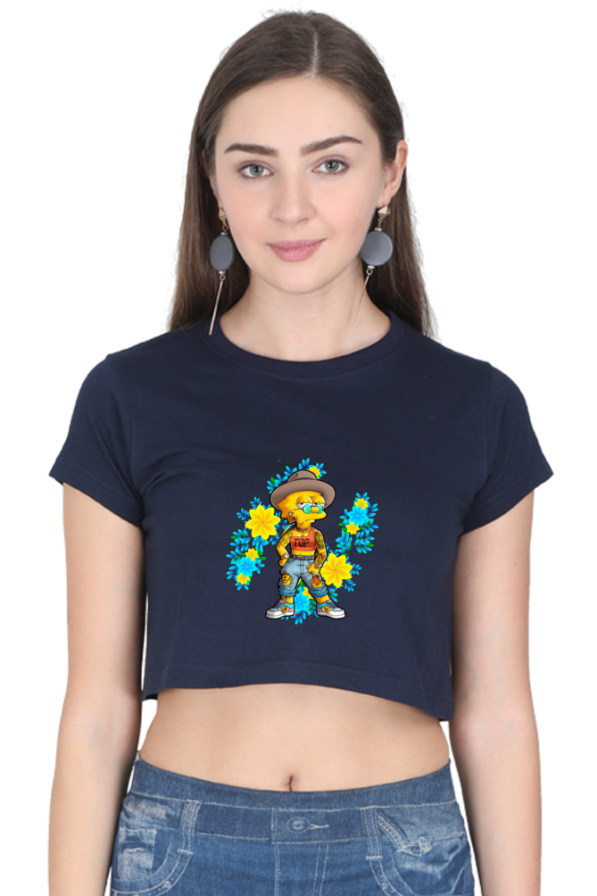 Cartoon Women - Female Crop Top Navy Blue