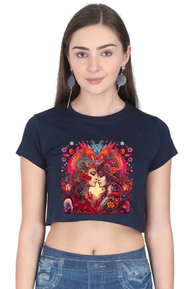 Bohemian Love - Female Crop Top Navy Blue