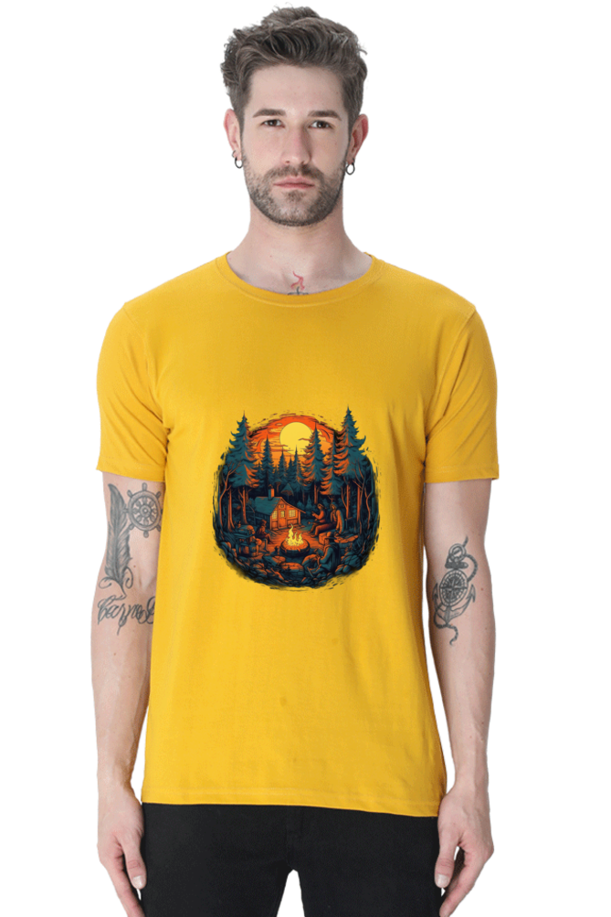 Cozy Campfire - Mens Classic Tshirts Mustard Yellow