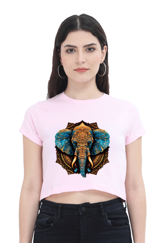 Mandala - Female Crop Top Light Baby Pink