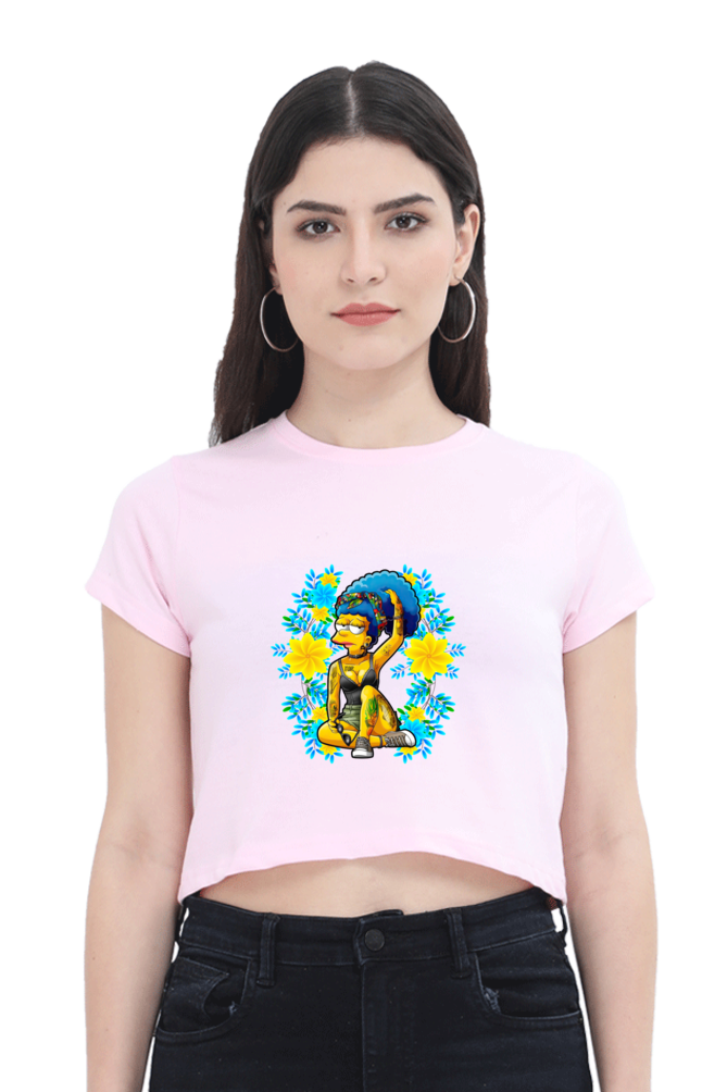 Cartoon Women - Female Crop Top Light Baby Pink