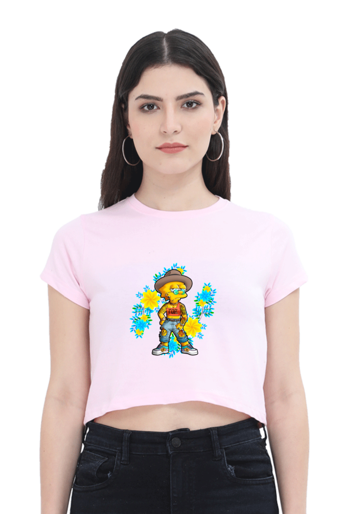 Cartoon Women - Female Crop Top Light Baby Pink