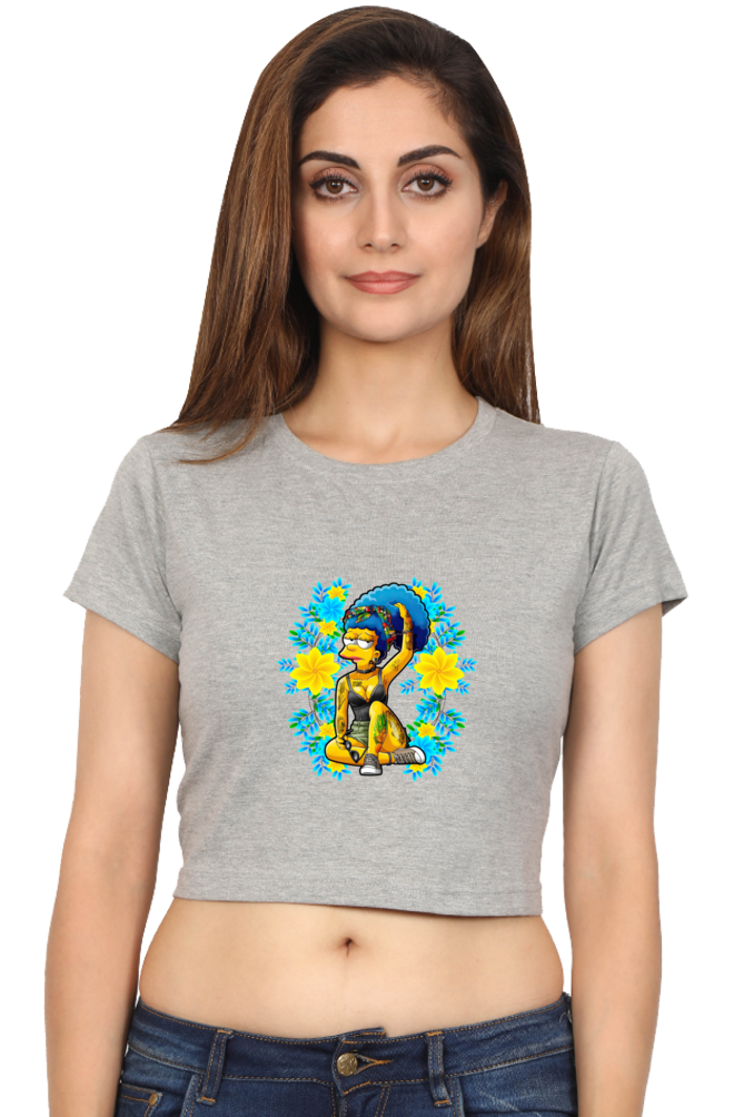 Cartoon Women - Female Crop Top Grey Melange