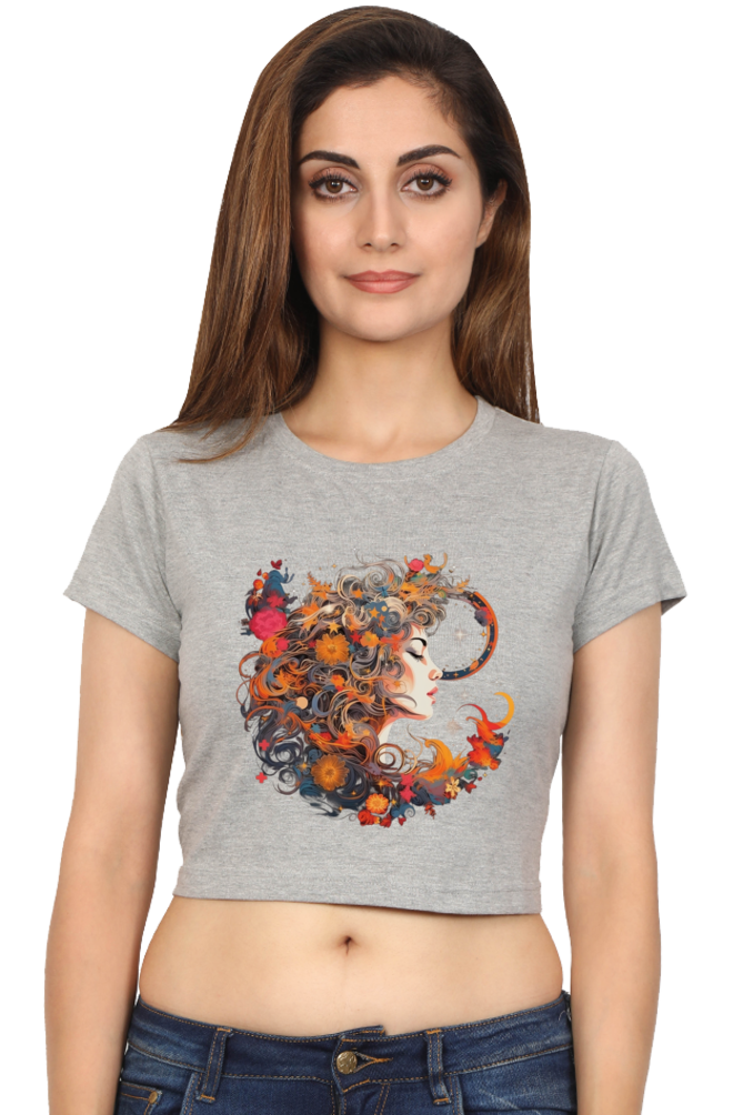 Celestial - Female Crop Top Grey Melange