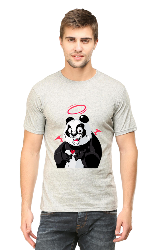 Panda - Mens Classic T-Shirt Grey Melange