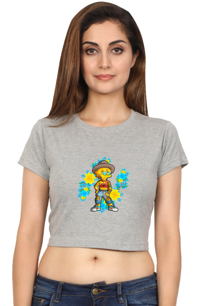 Cartoon Women - Female Crop Top Grey Melange