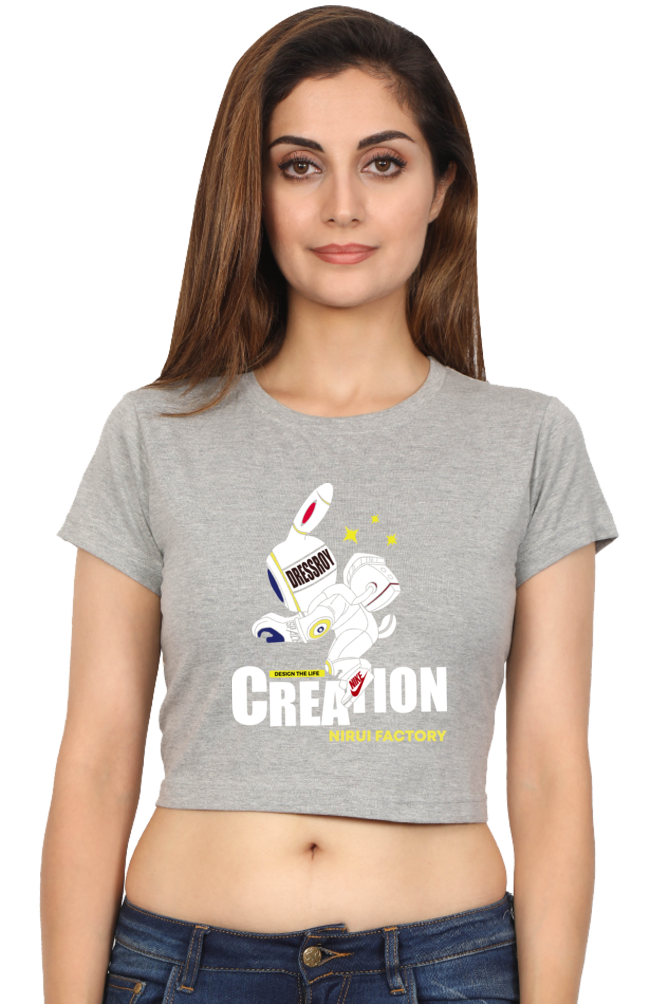 Creation - Female Crop Top Grey Melange