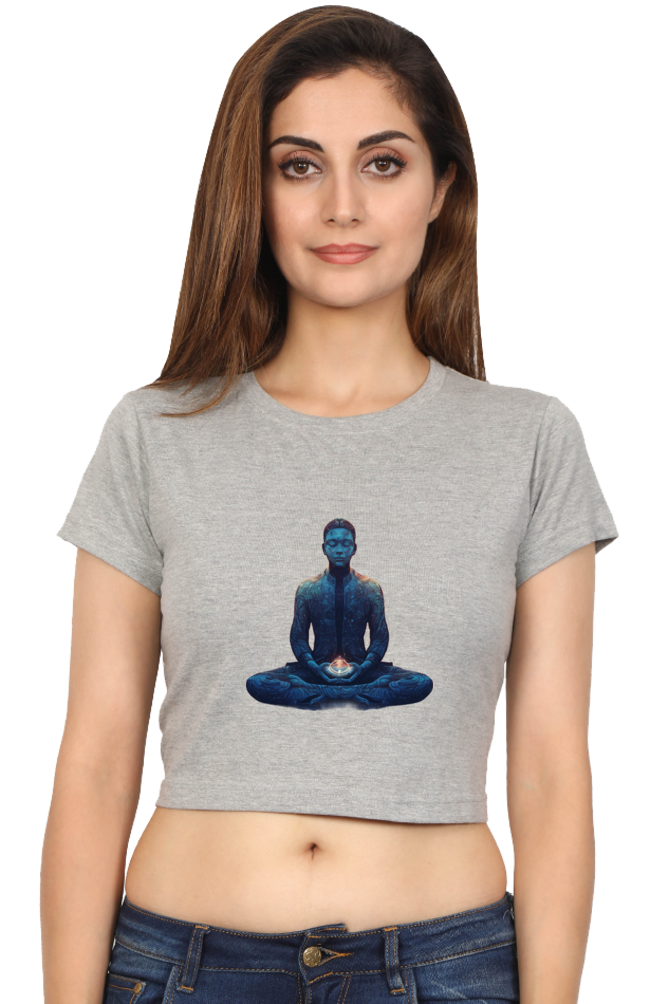 Meditation - Female Crop Top Grey Melange