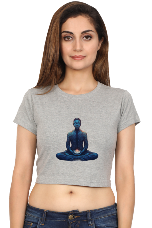 Meditation - Female Crop Top Grey Melange