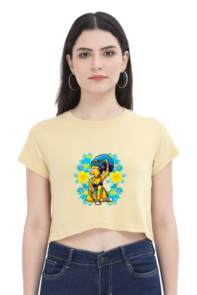 Cartoon Women - Female Crop Top Beige