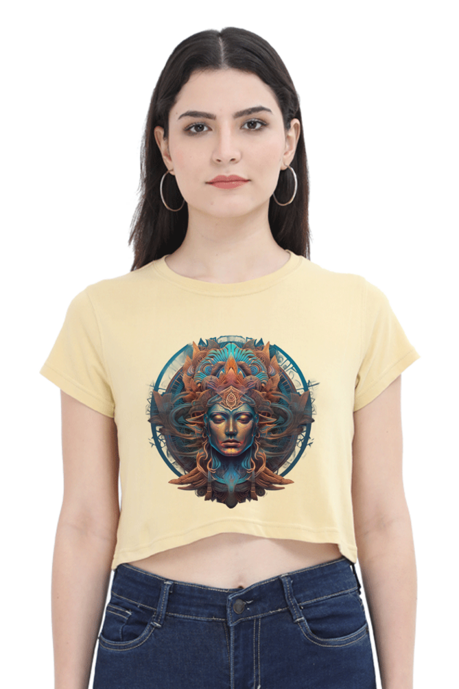 Meditation - Female Crop Top Beige