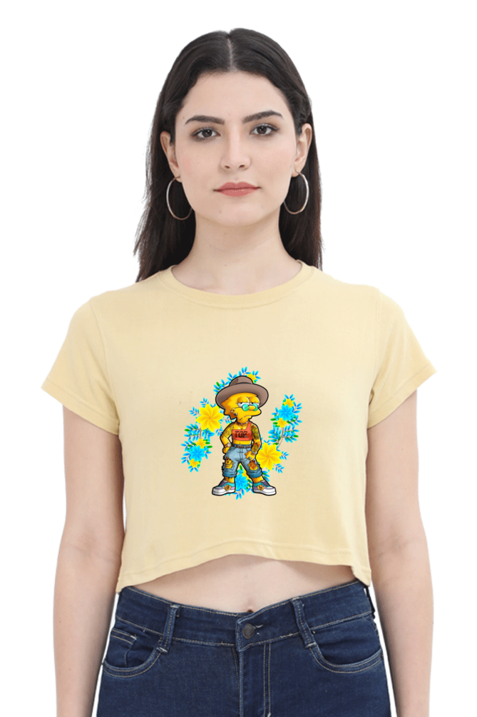 Cartoon Women - Female Crop Top Beige