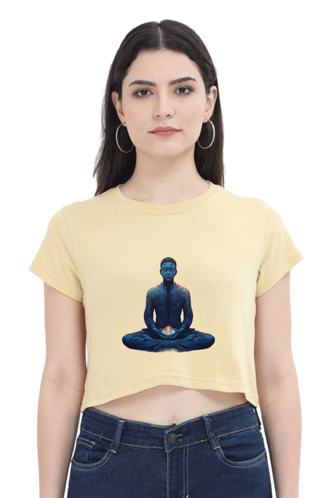 Meditation - Female Crop Top Beige