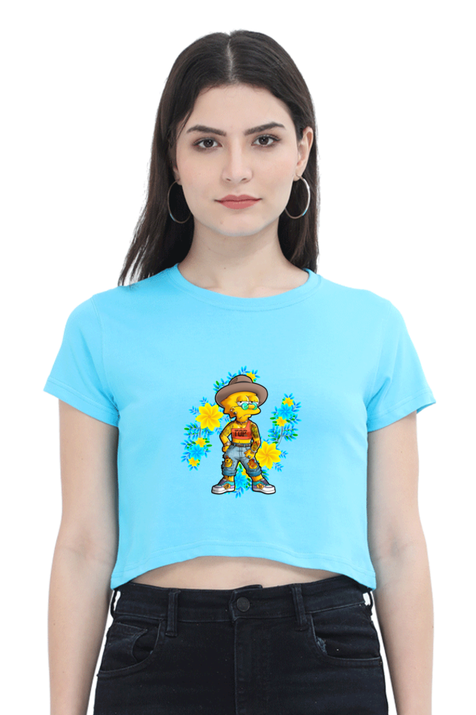 Cartoon Women - Female Crop Top SkyBlue