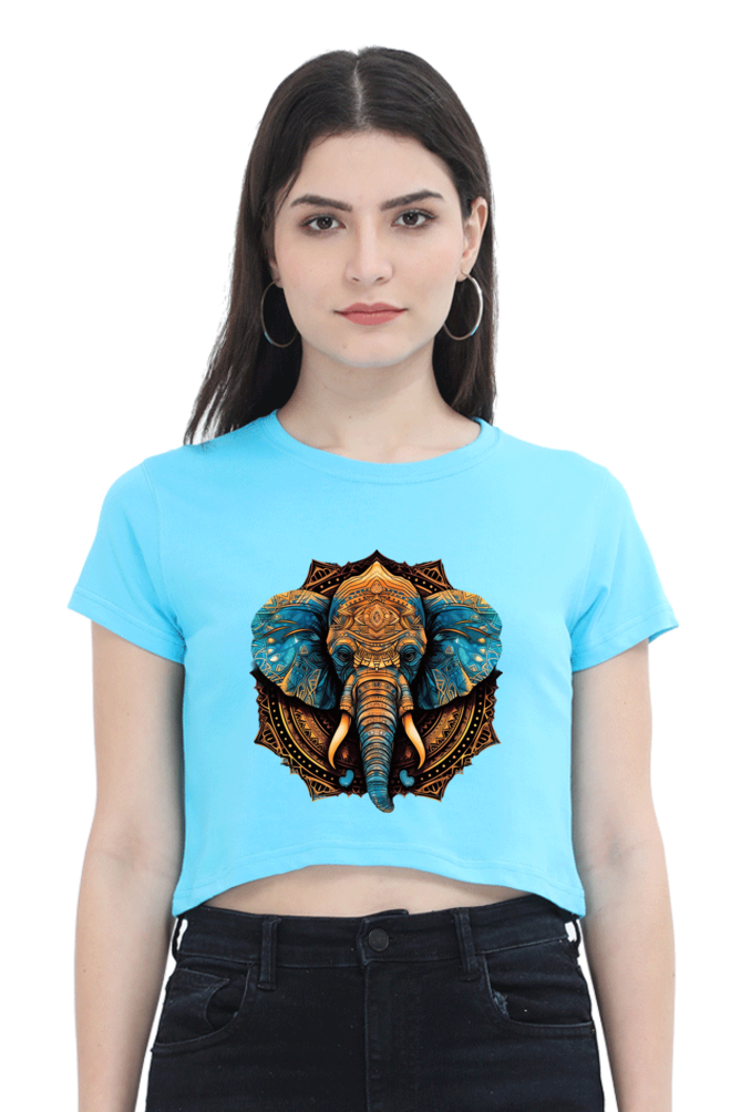 Mandala - Female Crop Top SkyBlue