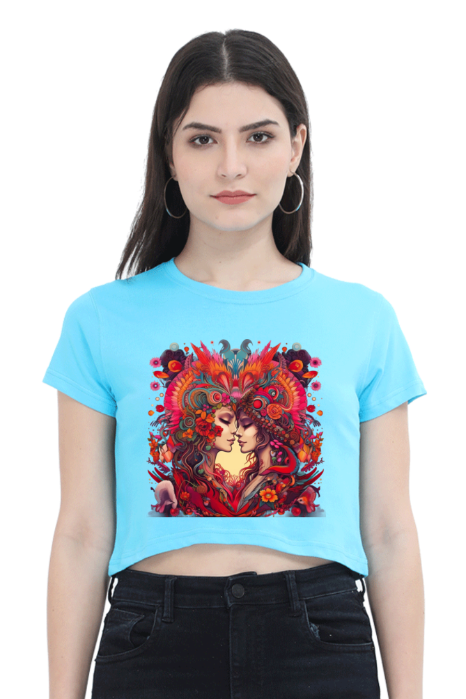 Bohemian Love - Female Crop Top SkyBlue