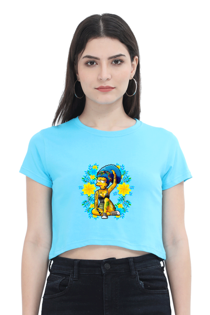 Cartoon Women - Female Crop Top SkyBlue