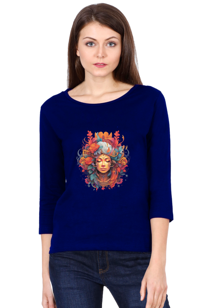 ZenVibes - Full Sleeves Womens T-Shirts Royal Blue