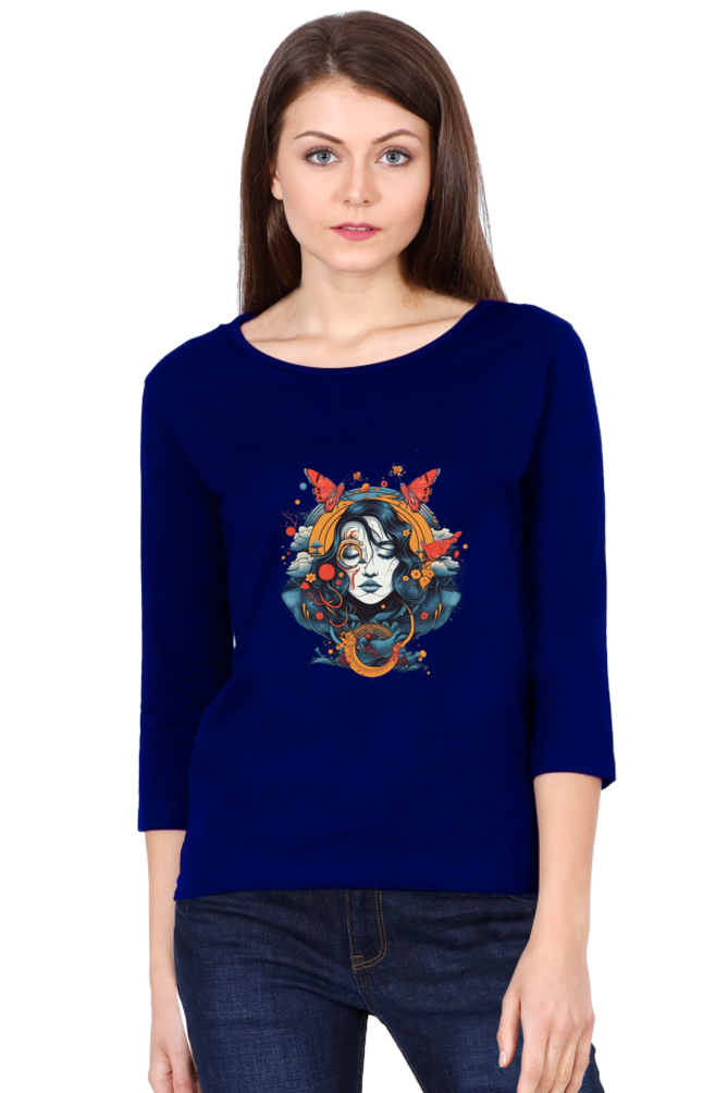 ZenVibes- Female Full Sleeve T-Shirts Royal Blue